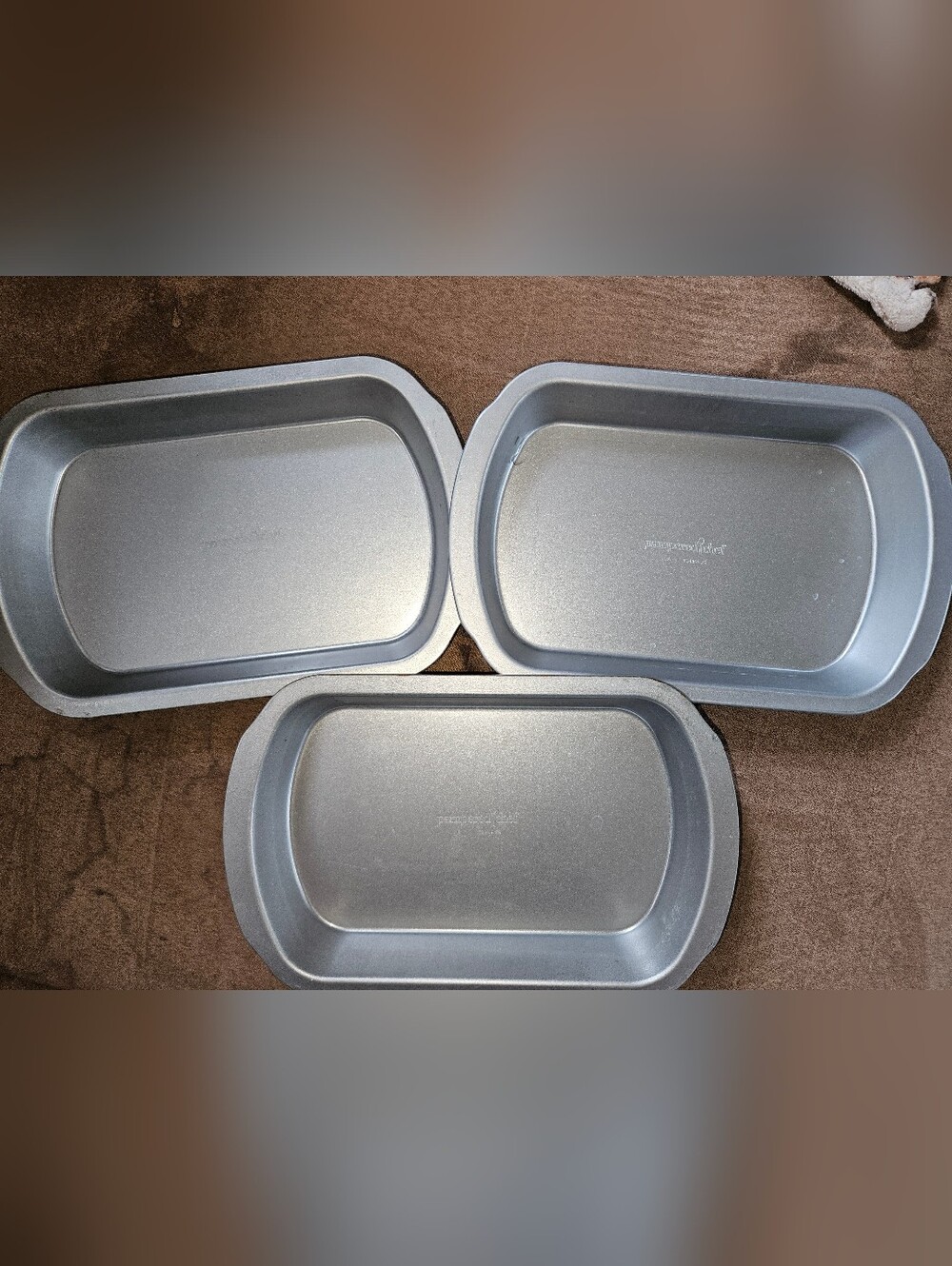 Pampered Chef Set of 3 Freezer Storage Containers/Bake Pans (7.5"x4.75"x1")